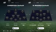 Liverpool vs Real Madrid in FC 25: Default tactics comparison (Image via EA Sports)